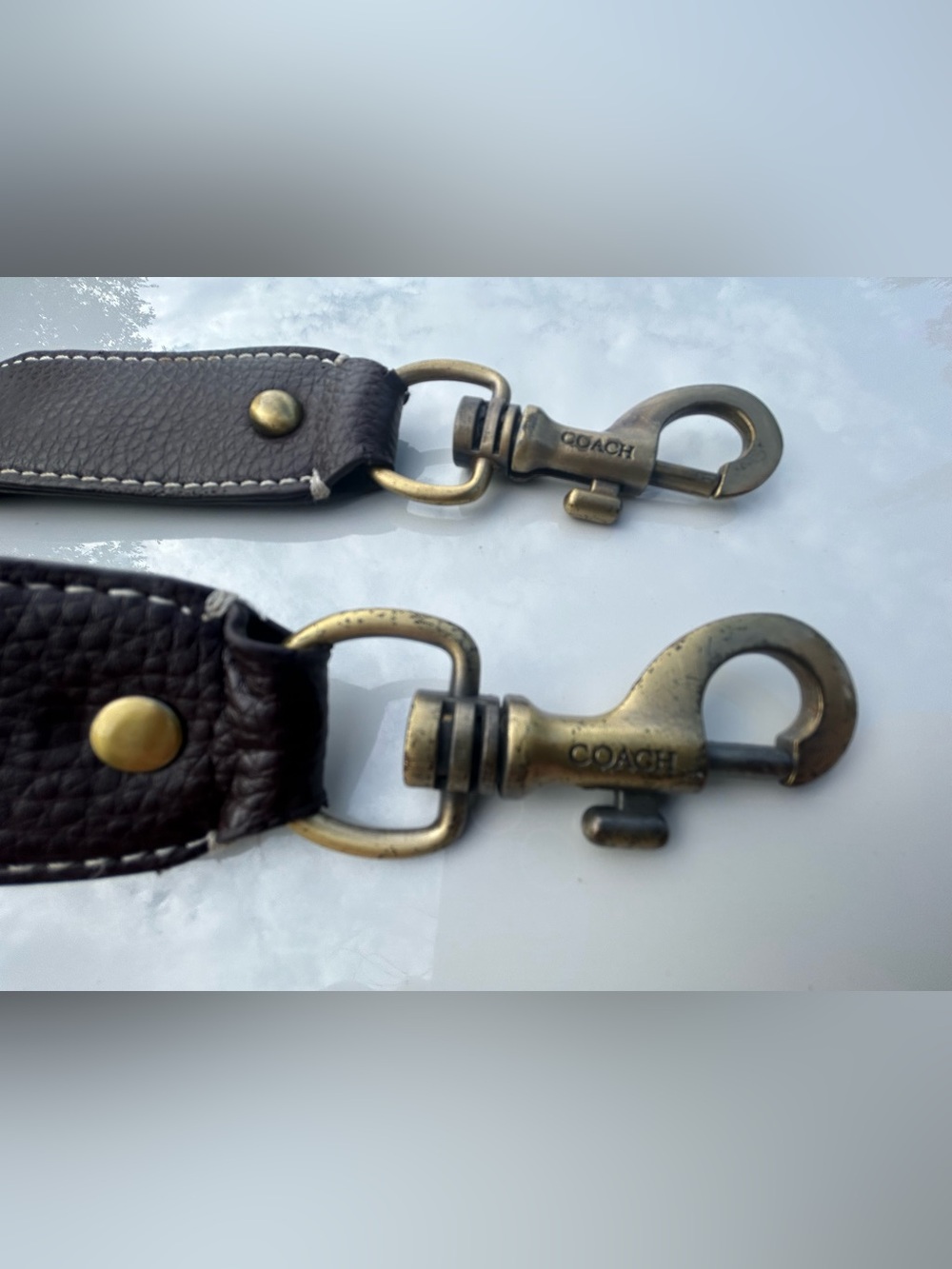 Coach Brown Leather Strap with Brass Hardware
